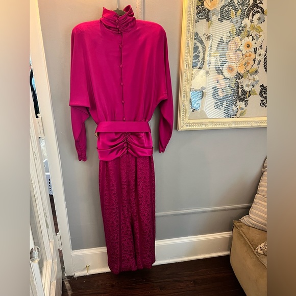 Vintage BILL BLASS dress - belted pink perfection - Picture 7 of 13